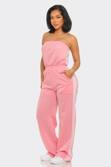 Blush Luxe Strapless Lounge Jumpsuit view 7