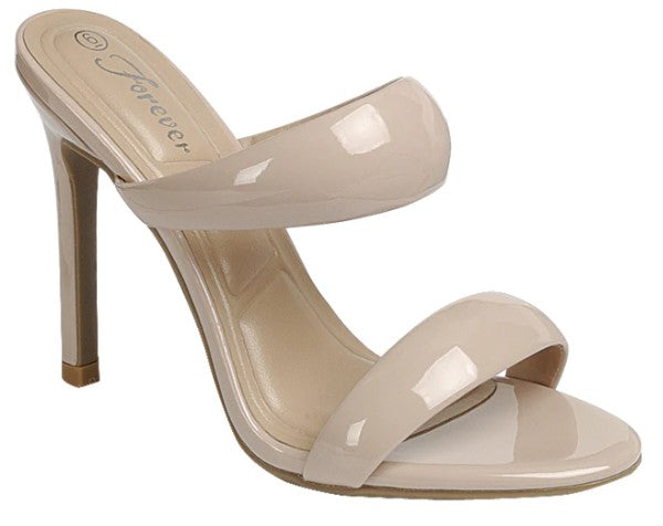Midnight Luxe Patent Double-Strap Mule Heels