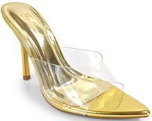 Luna Luxe Clear Silver Stiletto Mule Heels view 2