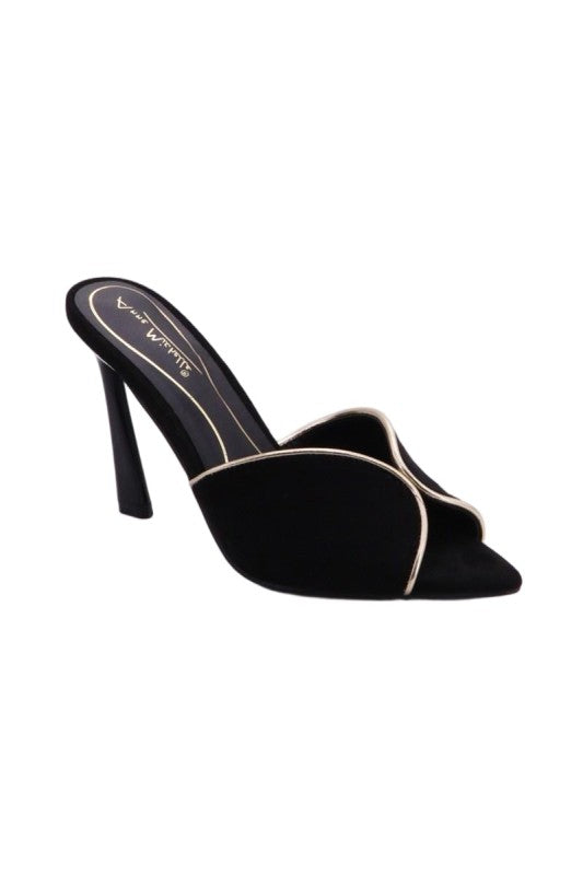 Midnight Luxe Sculpted Mule Heels