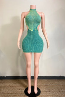 Mineral Wash Stud Gradient Open Back Mini Dress view 7