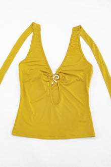 Golden Muse Halter Shorts Set Cutout Ring Detail 2-Piece view 2