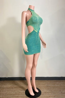Mineral Wash Stud Gradient Open Back Mini Dress view 4