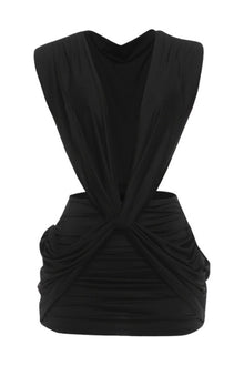 Luxe Draped Mini Dress Ruched Bodycon Twist Detail view 2