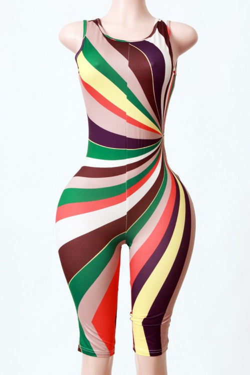 Luxe Swirl Sculpt Jumpsuit – Open Back Bodycon Capri Set