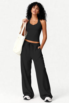 Soft Glow Lounge Set – Halter Top & Wide Leg Pants view 2