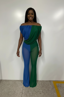 Midnight Muse Sheer Illusion Jumpsuit – Off-Shoulder Wide Leg view 2