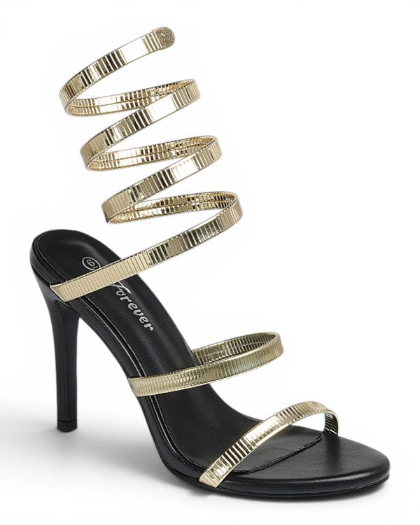 Golden Luxe Spiral Wrap Stiletto Heels