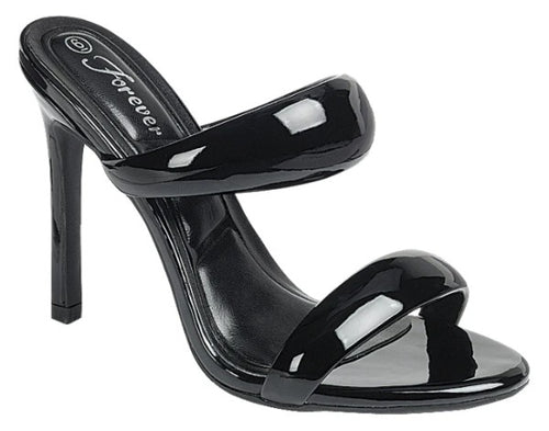 Midnight Luxe Patent Double-Strap Mule Heels