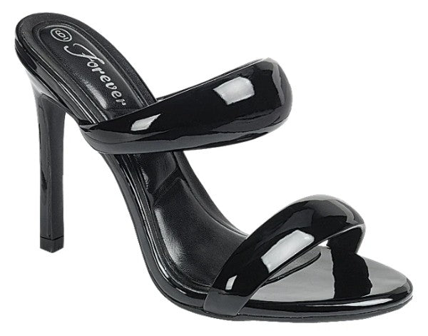 Midnight Luxe Patent Double-Strap Mule Heels