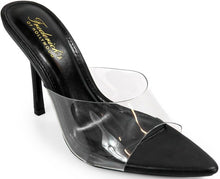 Luna Luxe Clear Silver Stiletto Mule Heels view 3