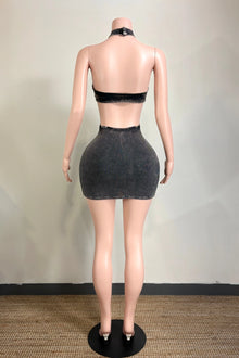 Mineral Wash Stud Gradient Open Back Mini Dress view 3